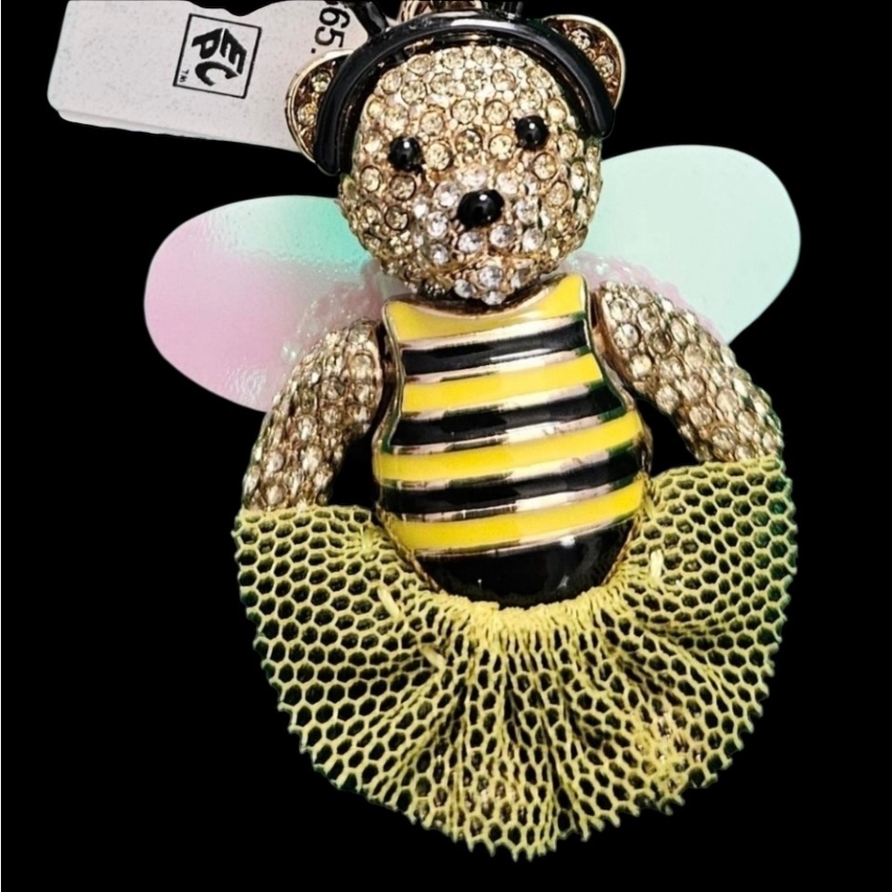 BETSEY JOHNSON Bumblebee or Bee Teddy Bear Ballerina with Wings Necklace NEW NWT - Picture 4 of 9